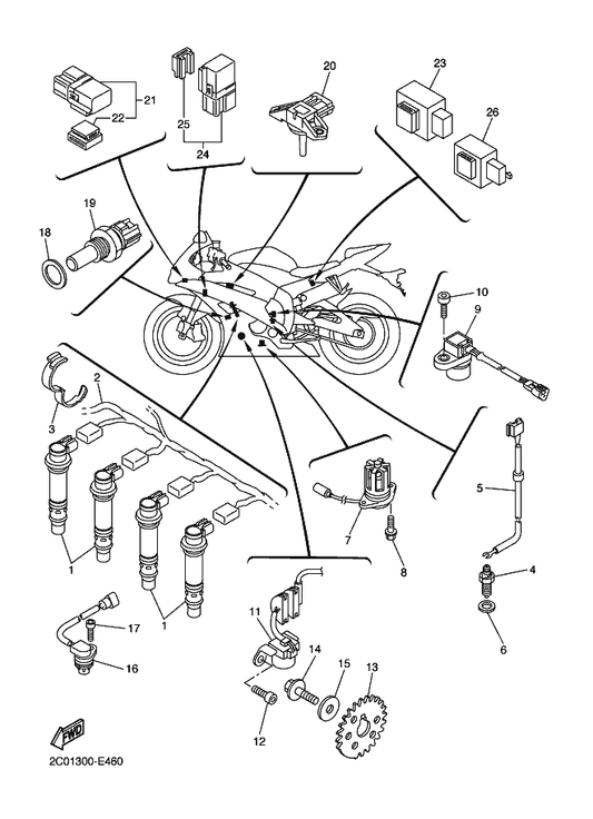 Yamaha 2C0-82380-10 . Sensor, Pressure — shown on the Electrical 1 parts diagram