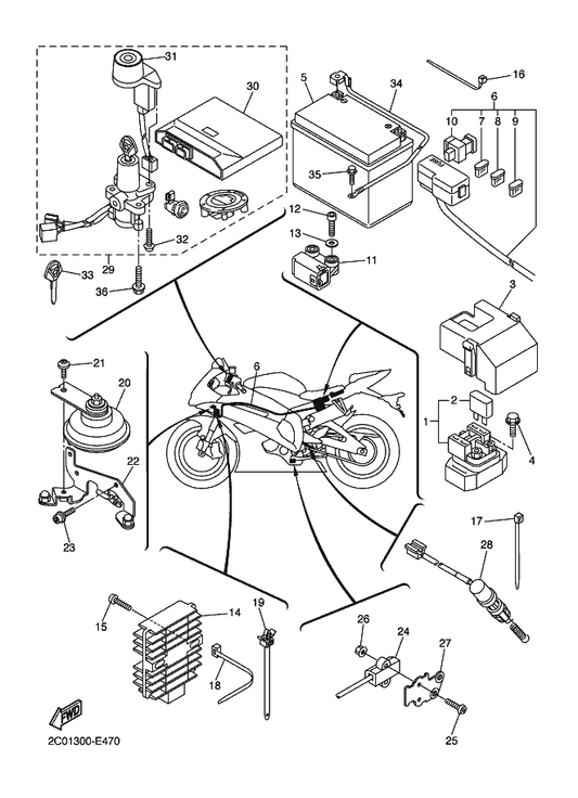 Yamaha 2C0-8591A-01 . Engine Control Unit Assy — shown on the Electrical 2 parts diagram
