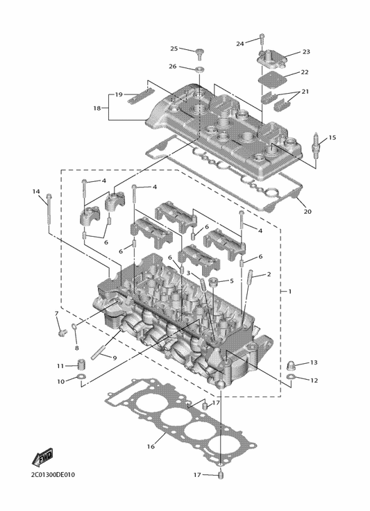 Yamaha 2C0-11191-11 Cover, Cylinder Head 1 — shown on the Cylinder parts diagram