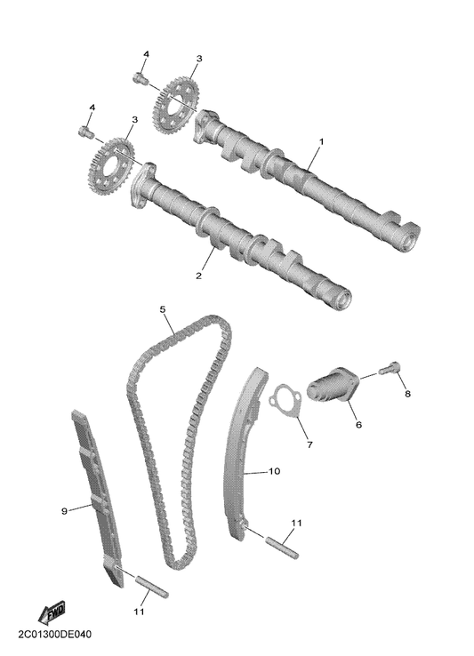 Yamaha 13S-12210-02 Tensioner Assy, Cam Chain — shown on the Camshaft & Chain parts diagram
