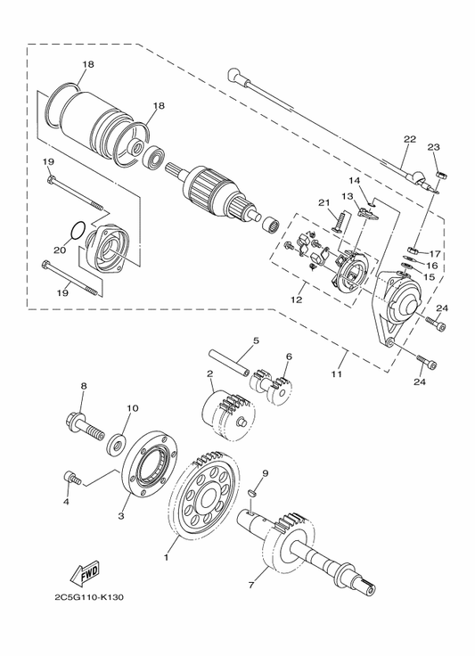Yamaha 1D7-8183G-00 Cord Comp. — shown on the Starter parts diagram