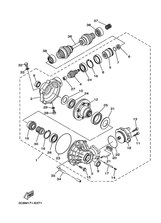 Yamaha 5KM-67839-01 . Cupling — shown on the Front Differential parts diagram