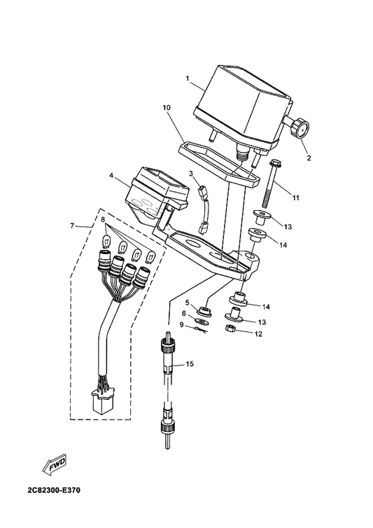 Yamaha 90480-10632 Grommet — shown on the Meter parts diagram