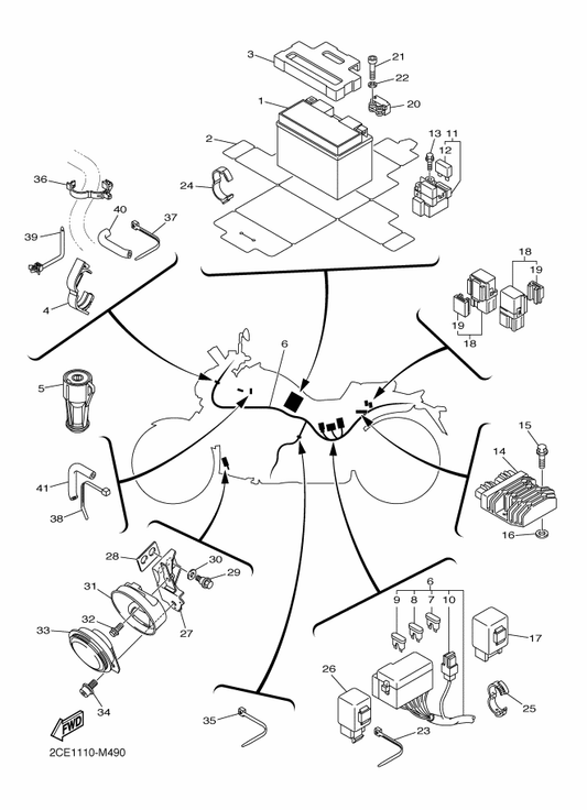 Yamaha 2S3-83371-00 Horn — shown on the Electrical 2 parts diagram