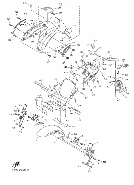 Yamaha 92014-06016 Bolt, Button Head — shown on the Fender parts diagram