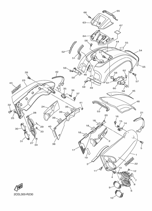 Yamaha 90111-06015 . Bolt,Hex. Socket Button — shown on the Side Cover parts diagram
