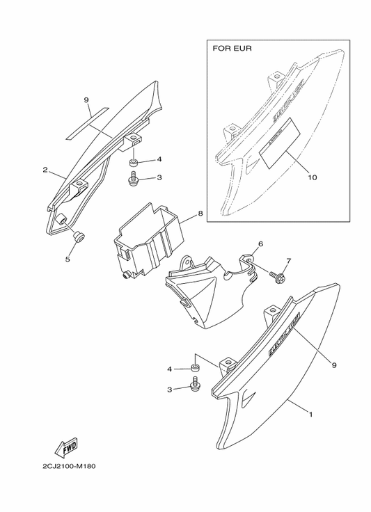 Yamaha 1P6-F1721-00 Cover, Side 2 — shown on the Side Cover parts diagram