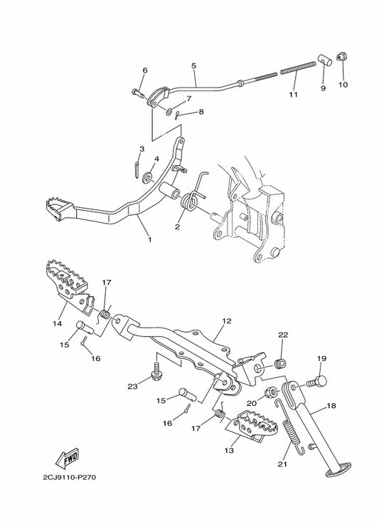 Yamaha 1P6-F7411-00 Footrest 1 — shown on the Stand & Footrest parts diagram