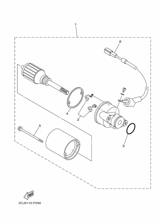 Yamaha 1P6-H1800-01 Starting Motor Assy — shown on the Starting Motor parts diagram