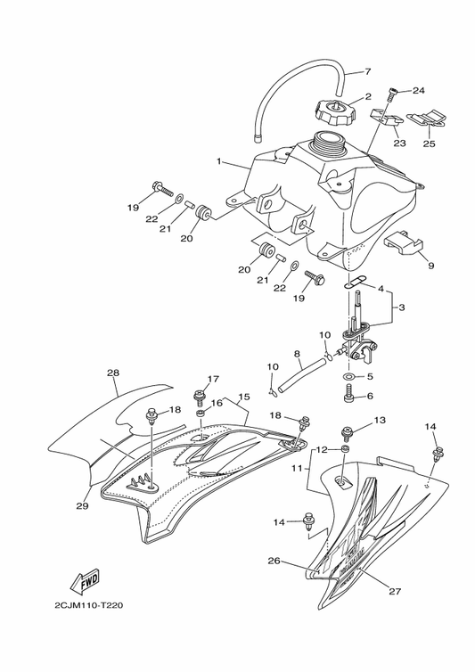 Yamaha 1P6-F4244-D0 Graphic — shown on the Fuel Tank parts diagram