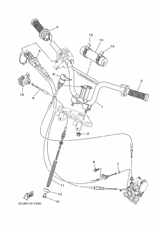 Yamaha 1P6-F6372-00 Cover, Handle Lever 1 — shown on the Steering Handle & Cable parts diagram