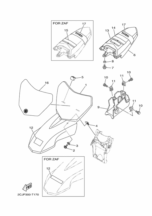 Yamaha 1P6-F160E-00 Box — shown on the Fender parts diagram