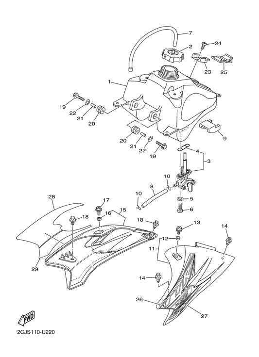 Yamaha 1P6-F4246-E0 Graphic 3 — shown on the Fuel Tank parts diagram