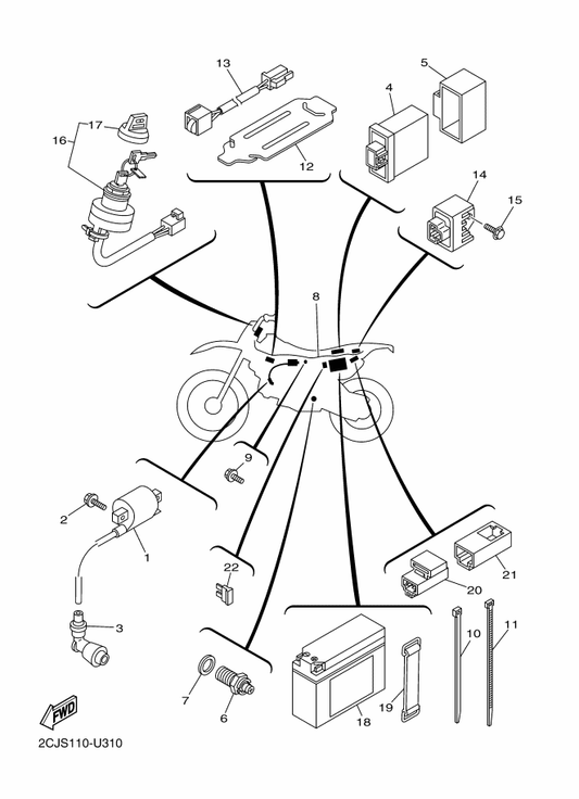 Yamaha 1P6-H2590-12 Wire Harness Assy — shown on the Electrical 1 parts diagram