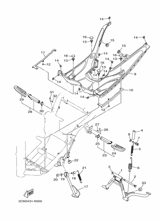 Yamaha 90119-068A4 Bolt, With Washer — shown on the Stand & Footrest parts diagram
