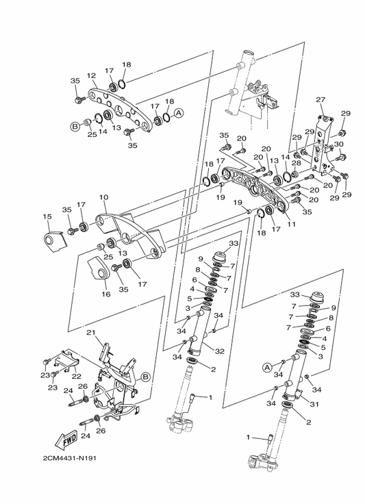 Yamaha 93306-302X4 Bearing — shown on the Steering parts diagram