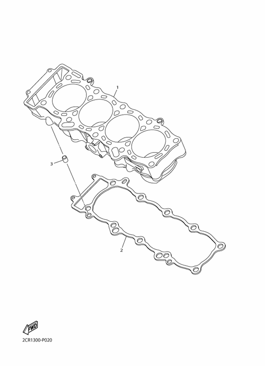 Yamaha 2CR-11351-00 Gasket, Cylinder — shown on the Cylinder parts diagram
