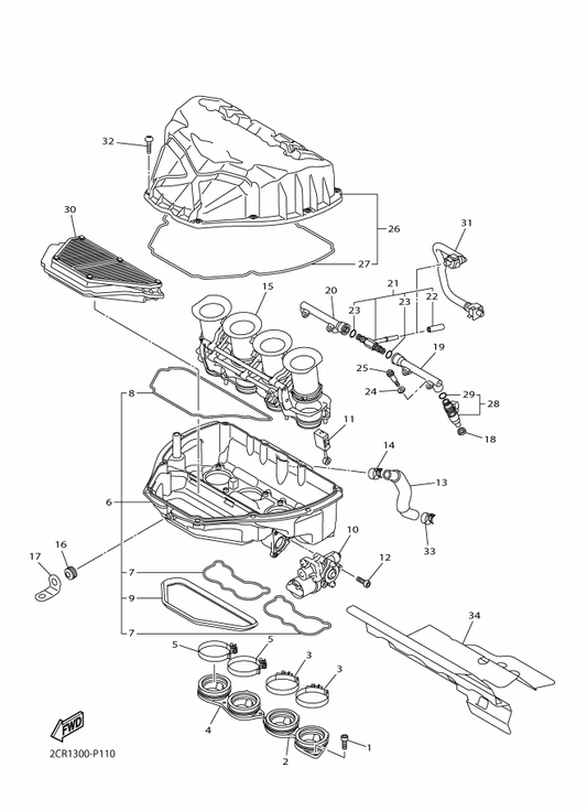 Yamaha 5UX-14118-00 . Cap — shown on the Intake parts diagram