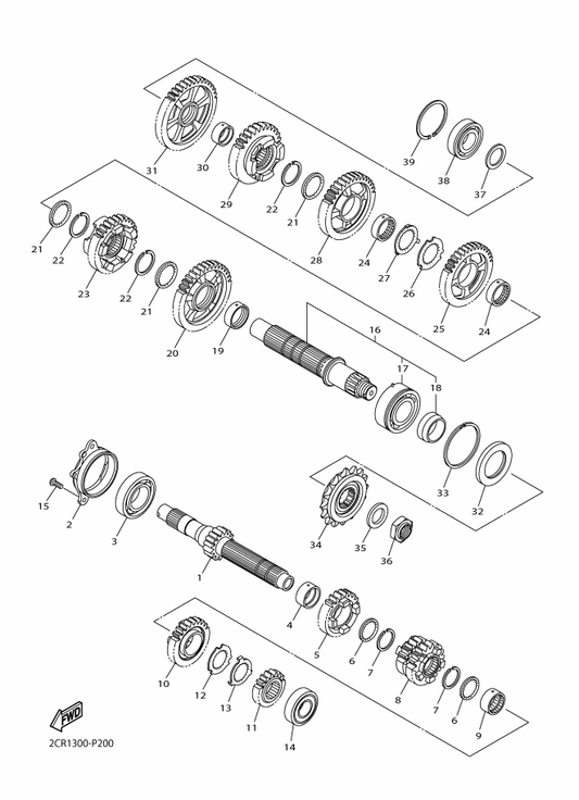 Yamaha BW8-17221-00 Gear, 2Nd Wheel (37T) — shown on the Transmission parts diagram