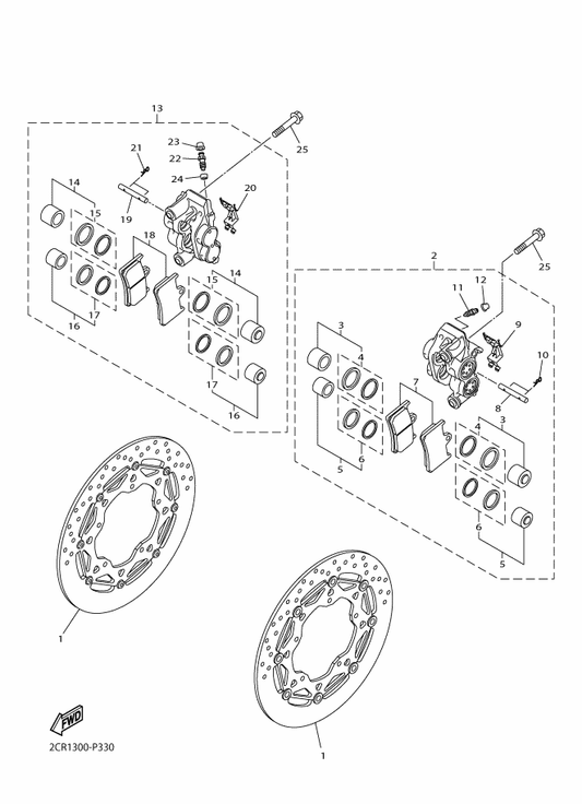 Yamaha 5PW-25803-00 . . Caliper Seal Kit — shown on the Front Brake Caliper parts diagram