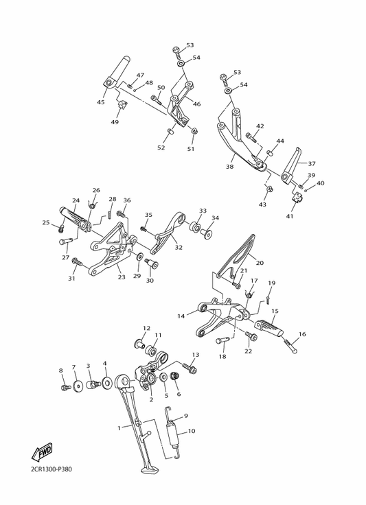 Yamaha 2CR-27443-00 Bracket 3 — shown on the Stand & Footrest parts diagram