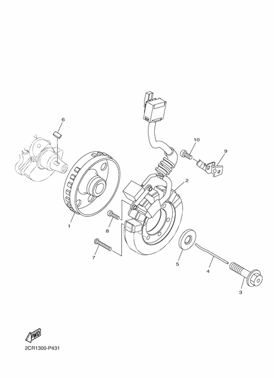 Yamaha 2CR-81450-00 Rotor Assy — shown on the Generator parts diagram