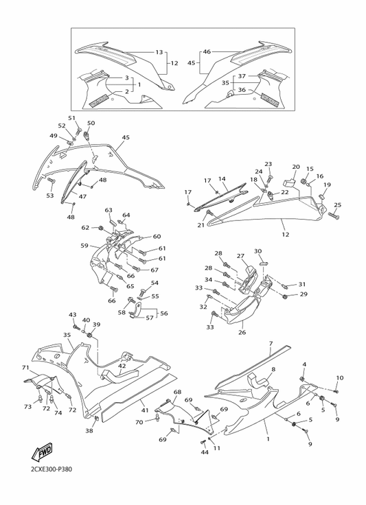 Yamaha 2CX-28391-50 . Graphic 1 — shown on the Cowling 2 parts diagram