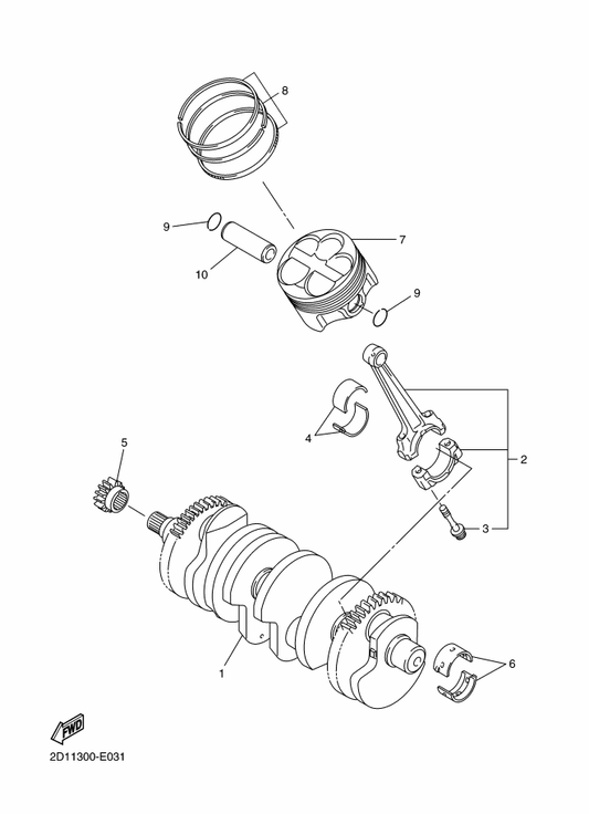 Yamaha 5VY-11633-00 Pin, Piston — shown on the Crankshaft & Piston parts diagram