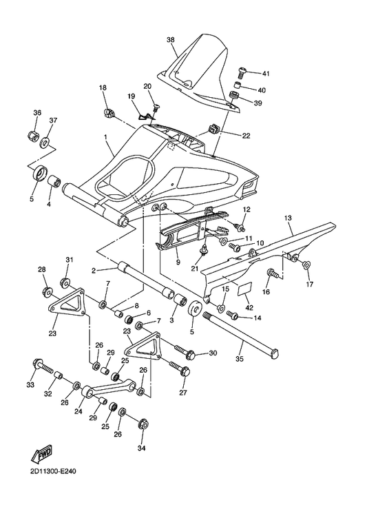 Yamaha 90387-10043 Collar — shown on the Rear Arm parts diagram