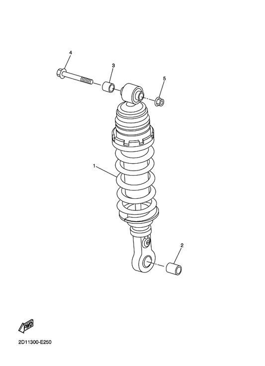 Yamaha 5D0-22210-00 Shock Absorber Assy, Rear — shown on the Rear Suspension parts diagram