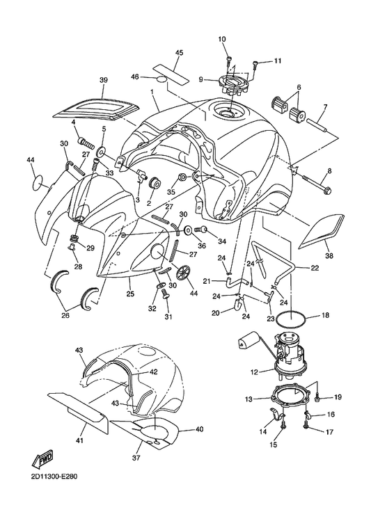 Yamaha 3C3-2171A-00-P2 Cover, Top — shown on the Fuel Tank parts diagram