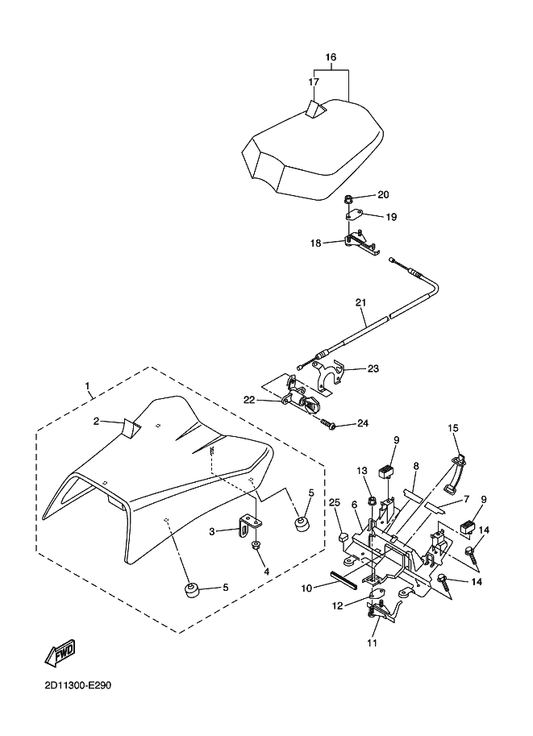 Yamaha 4HM-24728-00 . Bracket, Seat — shown on the Seat parts diagram