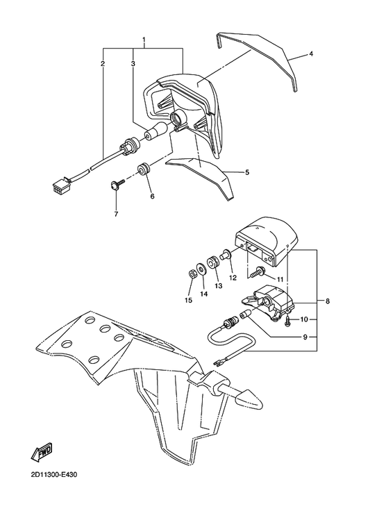 Yamaha 3C3-84736-00 Damper, Tail 1 — shown on the Taillight parts diagram