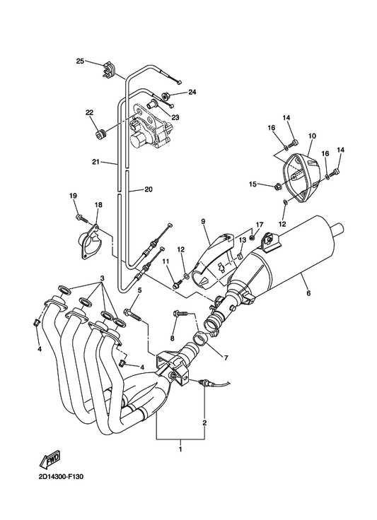 Yamaha 2D1-14718-10 Protector, Muffler 1 — shown on the Exhaust parts diagram