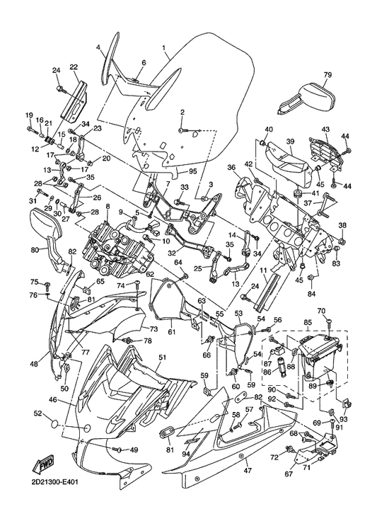 Yamaha 3P6-26290-00-P0 Rear View Mirror Assy (Right) — shown on the Cowling 1 parts diagram