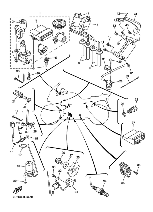 Yamaha 3P6-8591A-40 . Engine Control Unit Assy — shown on the Electrical 1 parts diagram