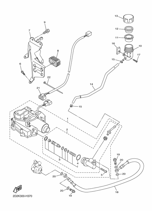 Yamaha 2D2-W2645-10 . Master Clutch Sub Assy — shown on the Clutch Actuator parts diagram