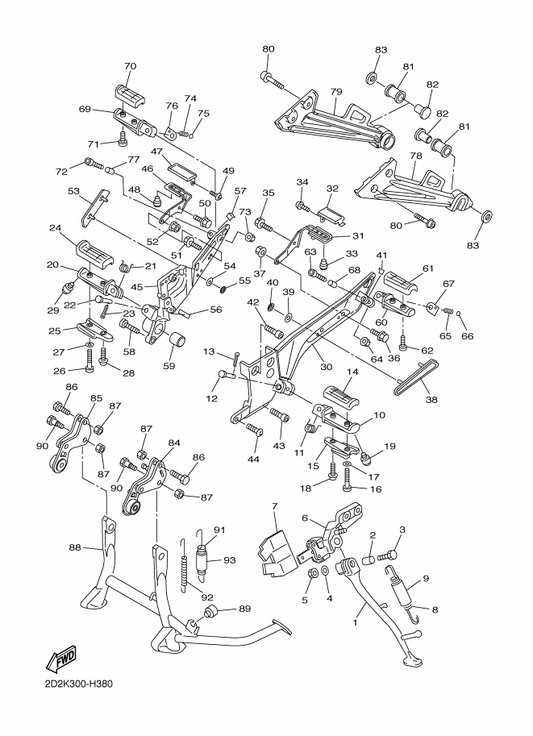 Yamaha 91314-06040 . Bolt — shown on the Stand & Footrest parts diagram