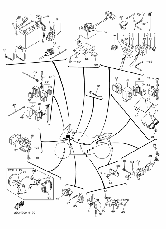 Yamaha 2D2-82590-60 Wire Harness Assy — shown on the Electrical 2 parts diagram