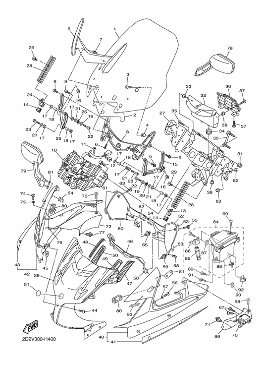 Yamaha 92012-06025 Bolt, Button Head — shown on the Cowling 1 parts diagram