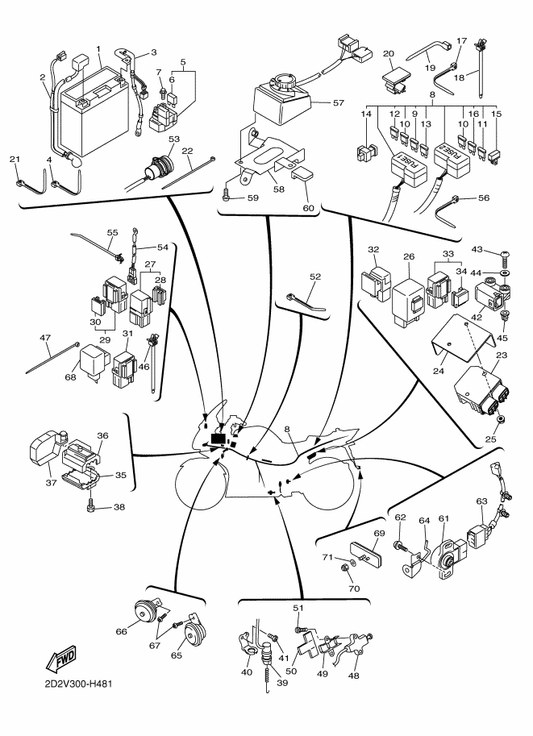Yamaha 5JW-82151-10 . Fuse (50A) — shown on the Electrical 2 parts diagram