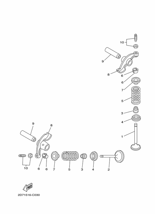 Yamaha 5VL-E2116-01 Seat, Valve Spring — shown on the Valve parts diagram