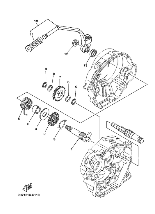 Yamaha 4FP-E5641-00 Gear, Kick — shown on the Starter parts diagram