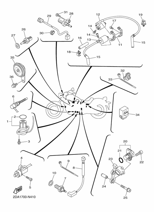 Yamaha 5S7-82509-10 Wire, Sub Lead — shown on the Electrical 1 parts diagram