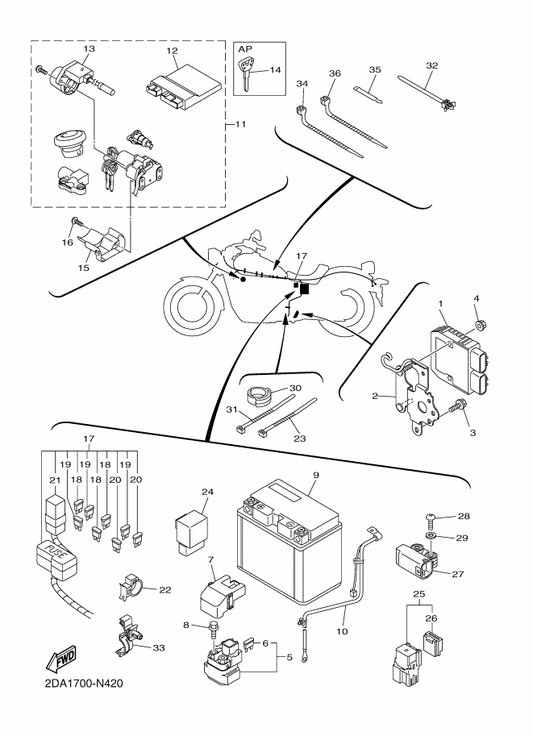 Yamaha 2DA-W8250-00 Main Sw. Immobilizer Kit — shown on the Electrical 2 parts diagram