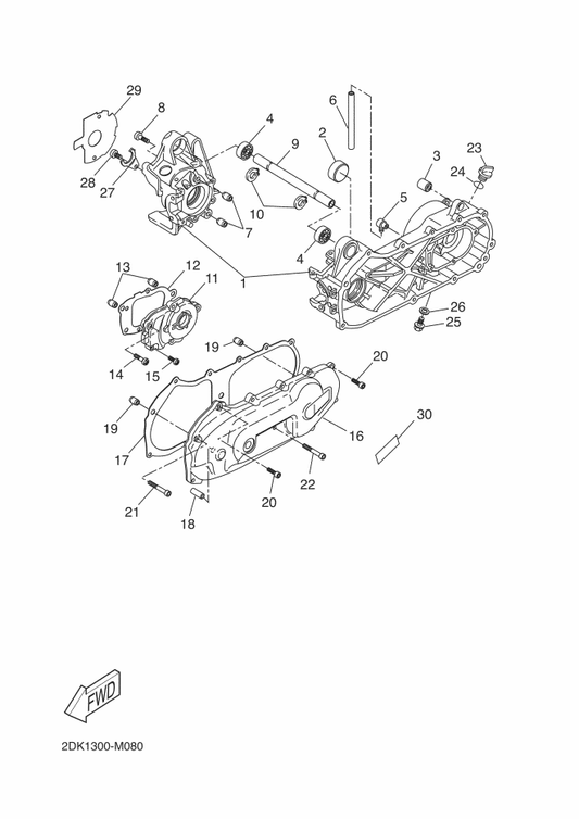 Yamaha 2DK-E5150-00 Crankcase Assy — shown on the Crankcase parts diagram