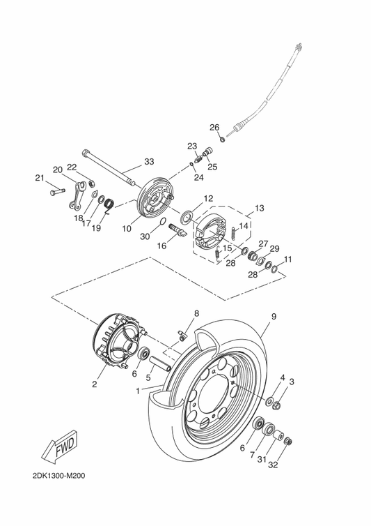 Yamaha 486-22141-01 Shaft, Pivot — shown on the Front Wheel parts diagram