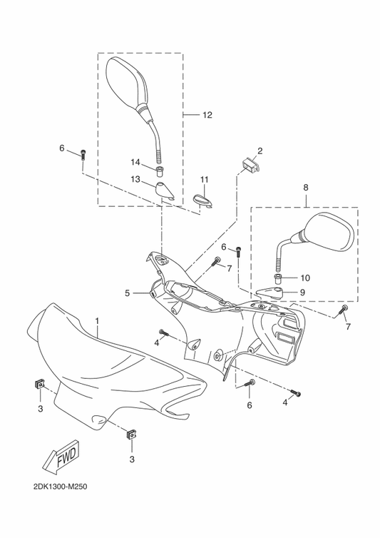 Yamaha 5C3-F6252-00 . Nut, Adjusting 2 — shown on the Cowling 1 parts diagram