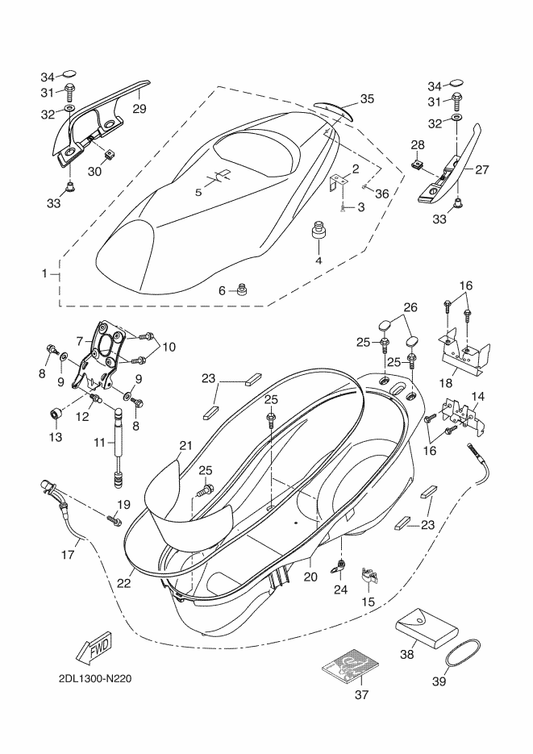 Yamaha 2DM-F473R-01 Box 1 — shown on the Seat parts diagram