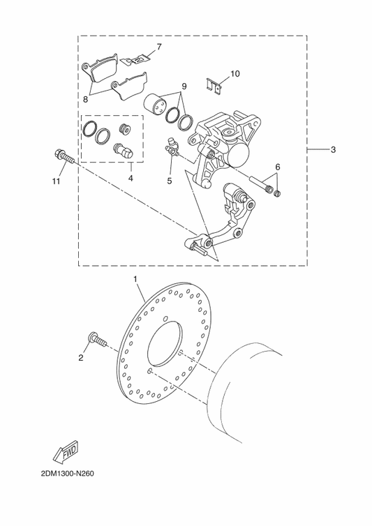 Yamaha 2DL-F5811-00 . Pad, Caliper 2 — shown on the Rear Brake Caliper parts diagram